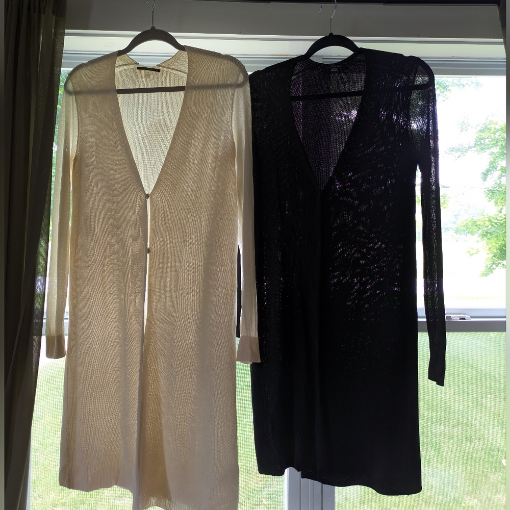 Lot of 2 Tahari Black and White Lightweight Cardigans XS SM neautrals basics